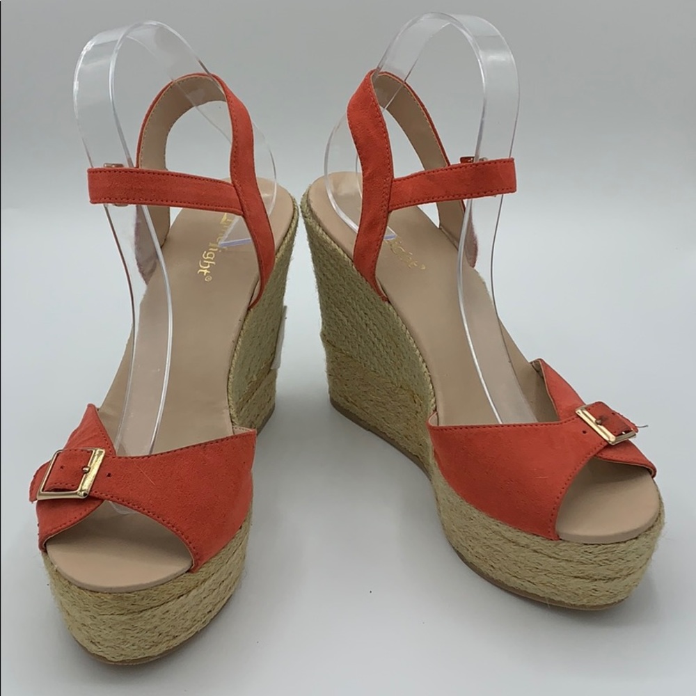 Lime light “Blakey” pretty coral espadrilles wedge